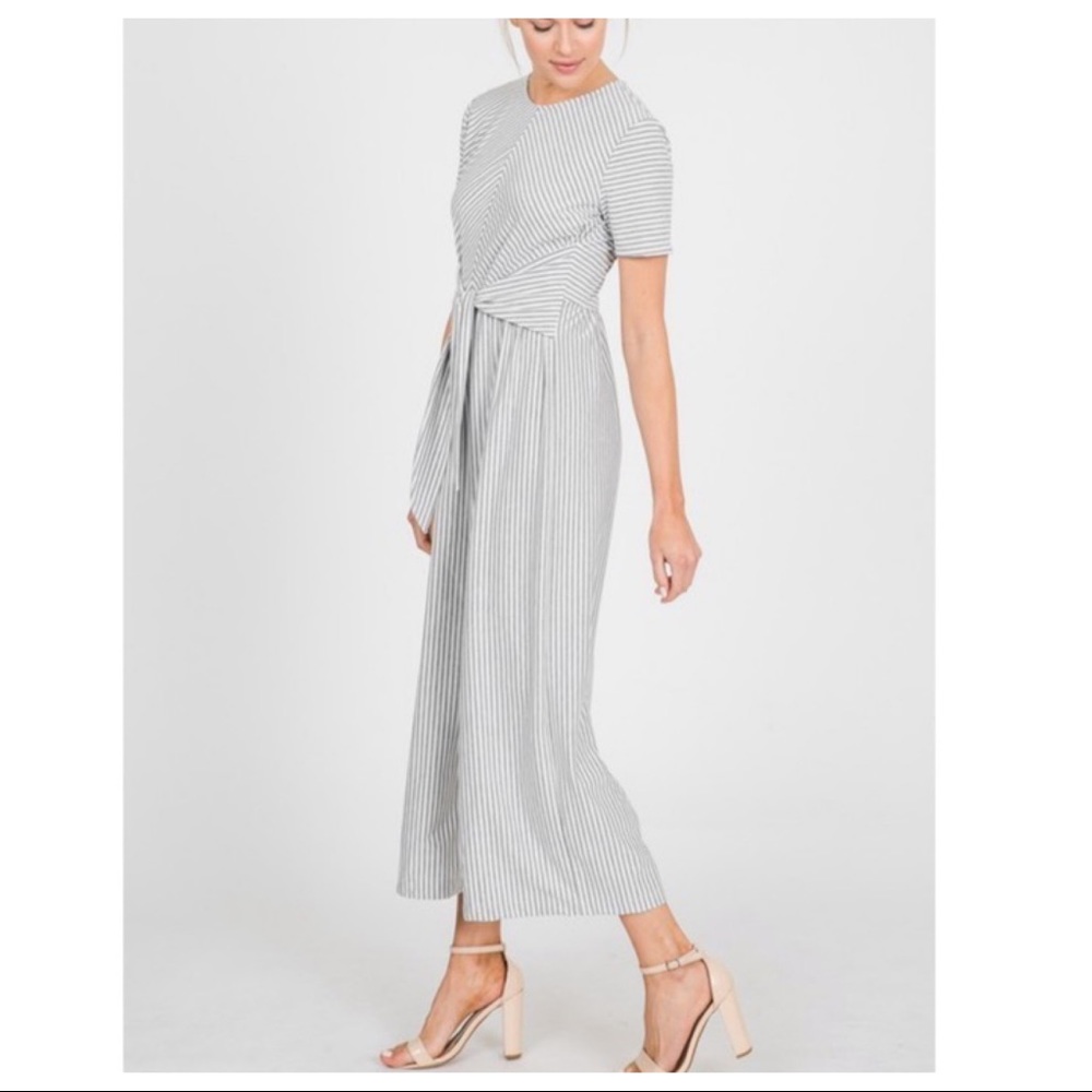 ✨LAST✨Ankle length striped front belted jumpsuit - Picture 6 of 7